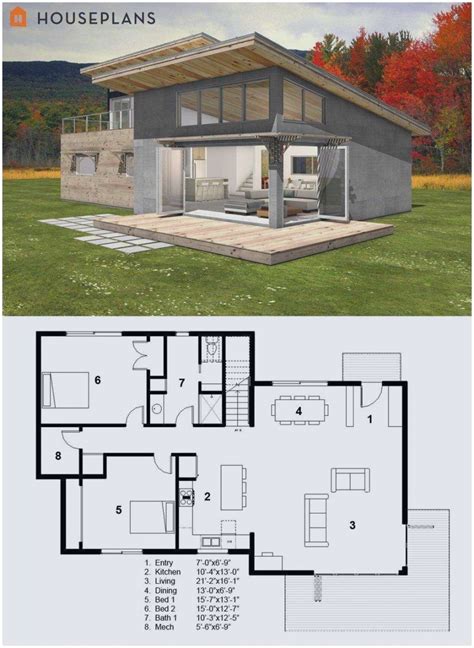 201 Small Shed Roof House Plans 2016 | Modern style house plans, Cabin house plans, Small modern ...