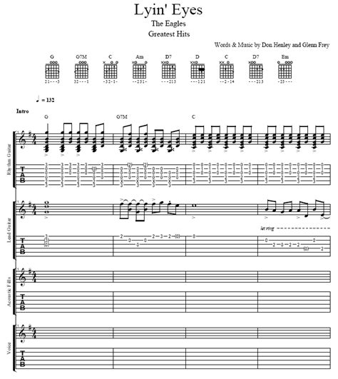 Lyin Eyes by Eagles Guitar Sheet Music Free Guitar Tabs Chords Sheet Music Free ...