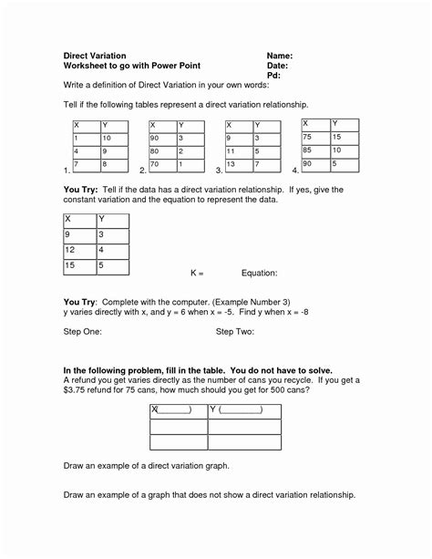 Direct And Inverse Variation Worksheet Answers — db-excel.com