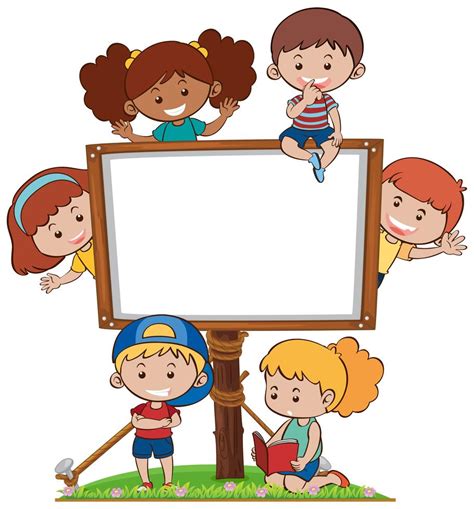 Border template with many happy kids 373803 Vector Art at Vecteezy