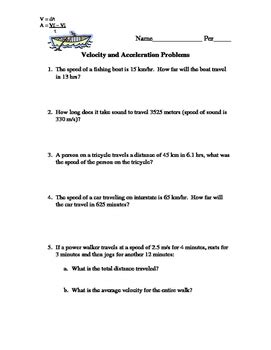 Acceleration and Velocity Word Problems by Encouraging Learning | TpT