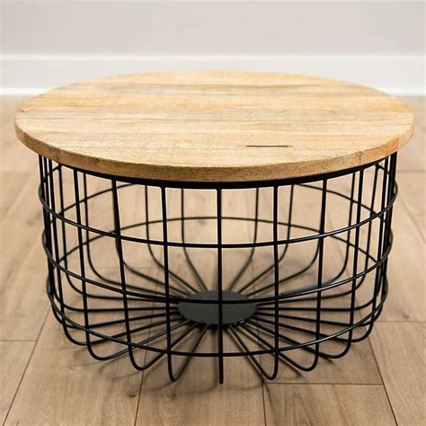 Mango Wood and Black Metal Basket Coffee Table from Kirkland's in 2021 | Coffee table, Coffee ...