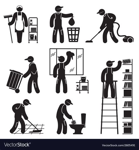 Peoples cleaning icons set Royalty Free Vector Image