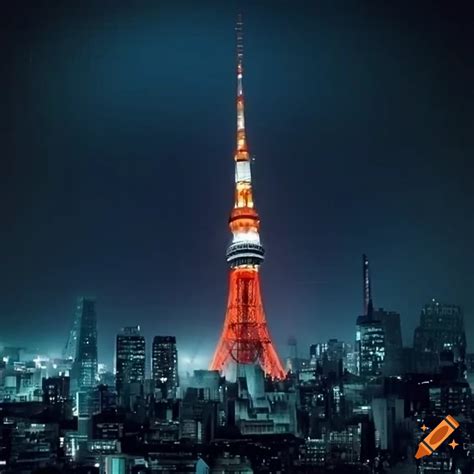 Tokyo tower at night on Craiyon