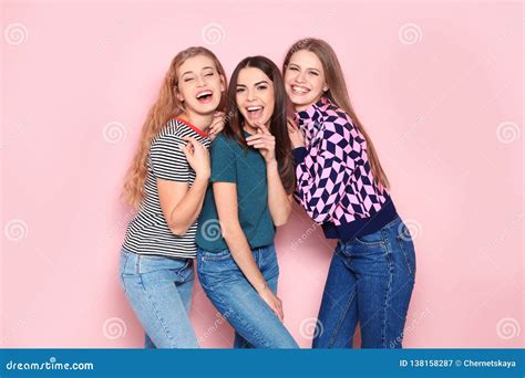 Portrait Of Young Women Laughing Stock Image - Image of group, carefree: 138158287