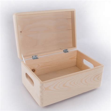 Large Wooden Storage Box With Lid And Handles/Pinewood Toy Chest ...