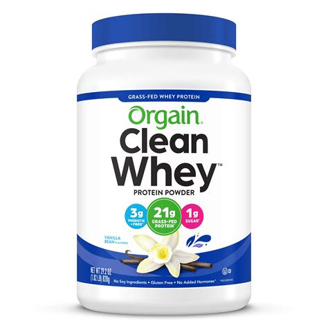 Orgain Clean Whey Protein Powder, Vanilla Bean, 21g Protein, 1.82 lb - Walmart.com - Walmart.com