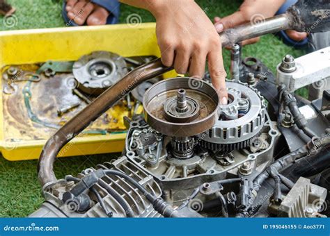 Motorcycle engine repair stock image. Image of accessory - 195046155