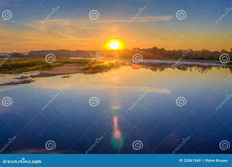 Beautiful Lake on Sunrise stock image. Image of summer - 32061369