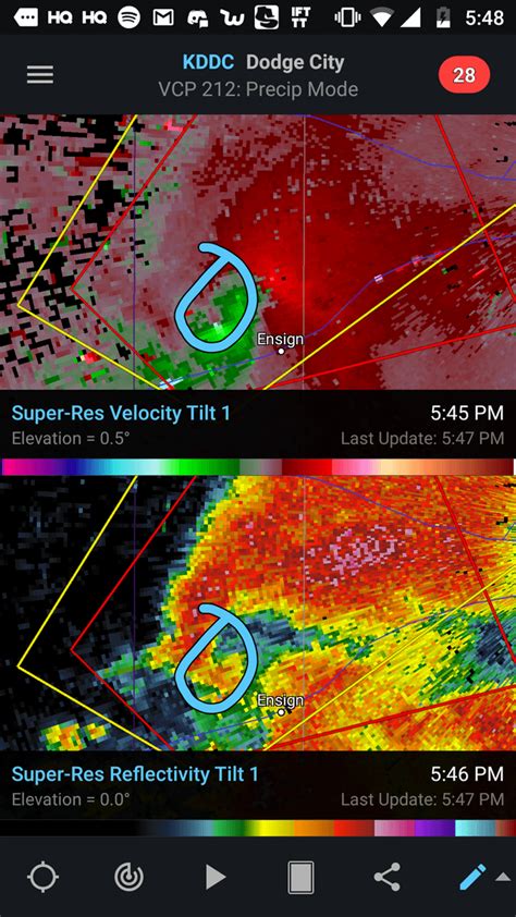 Very pronounced hook echo tornado near Ensign, KS : r/weather