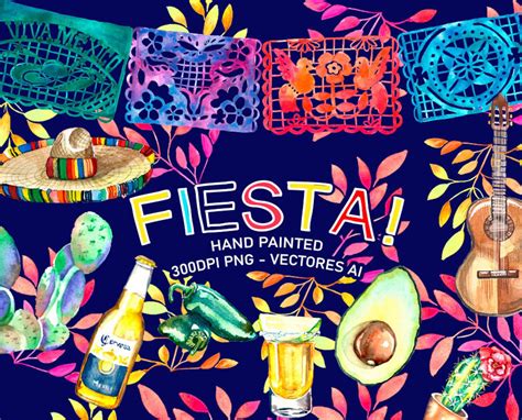 Fiesta Cute Digital Clipart Spanish Mexican Clipart Mexican - Etsy