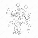 Blowing Bubbles Coloring Pages sketch template