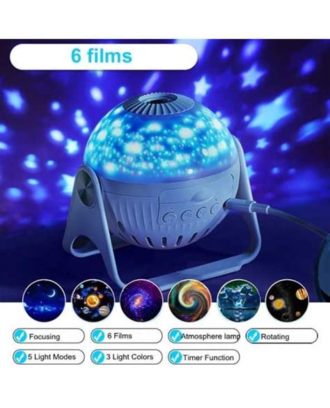 Kids Night Light Star Lamp Projector, 360 Musical Rotation Timer Remote Control 6 Colors, Led ...