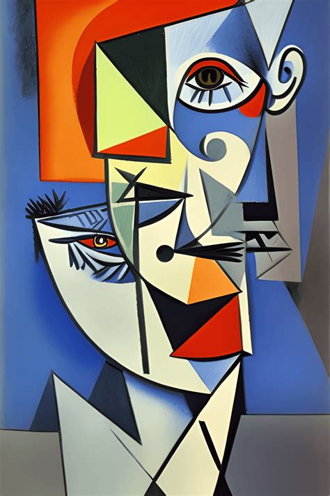 Pablo Picasso Closed Eye HD Cubism 3D Trending on Artstation · Creative Fabrica