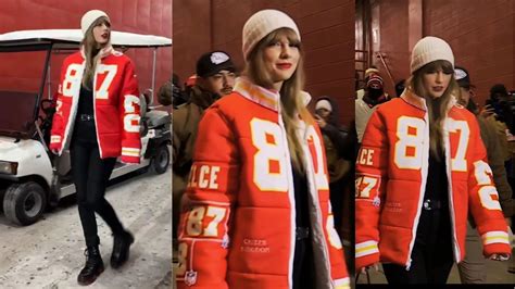 Taylor Swift rocks custom-made Travis Kelce-themed puffer jacket for ...