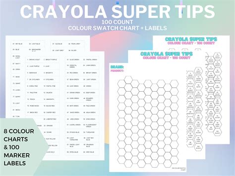 Crayola Color Chart 100 Color Swatch Chart Set DIY ...