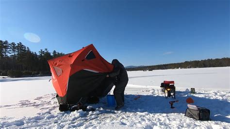 Ice Camping on Lake Winnipesaukee for Lake Trout - YouTube