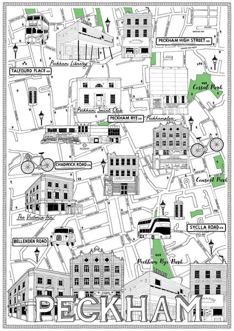 Peckham Map Print Illustration – The London Gift Shop