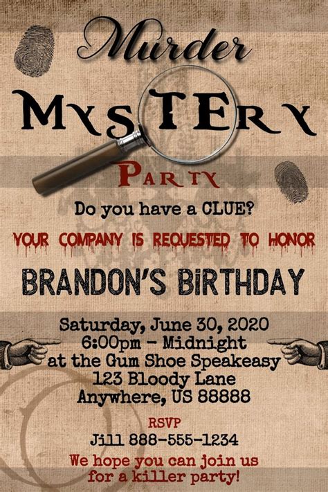 Murder Mystery Party Invitation Murder Mystery Birthday | Etsy