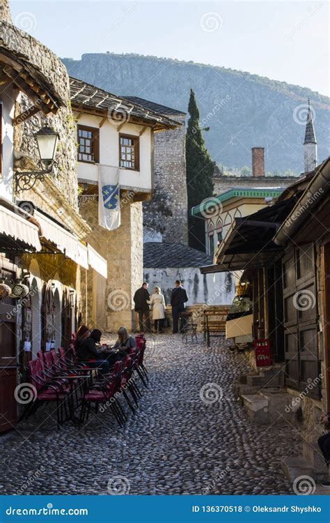 Street in the Old Town of Mostar. Bosnia and Herzegovina Editorial Stock Photo - Image of ...