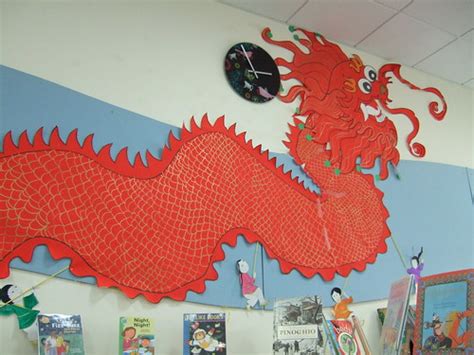 Chinese dragon | A red Chinese dragon on a wall in a library… | Flickr