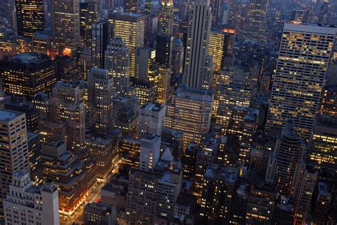 Aerial view over New York City at night | Stock image | Colourbox