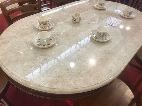 Oval Italian Marble Dining Table, Furniture, Tables & Chairs on Carousell