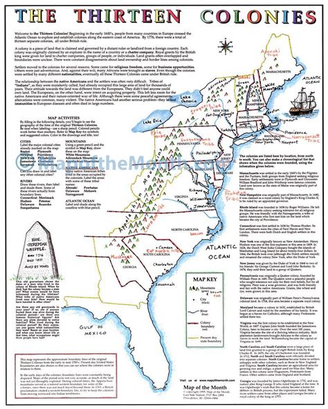 The Thirteen Colonies Map - Maps for the Classroom | 13 colonies map ...