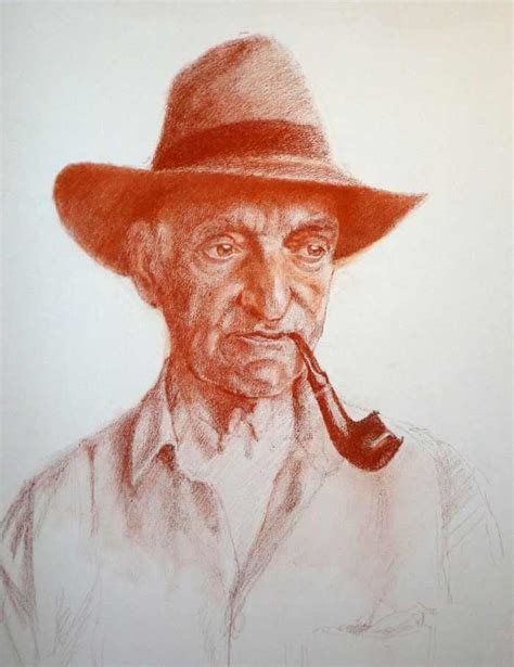 Portrait of my father in sanguine - Drawing Academy | Drawing Academy