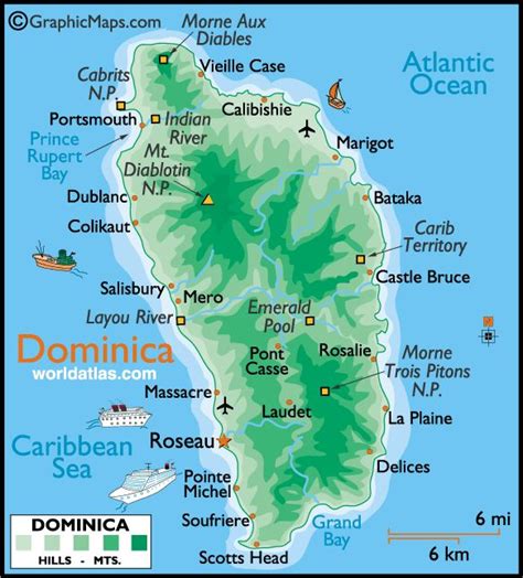 Dominica Map | Dominica, Caribbean islands, Punta cana vacations