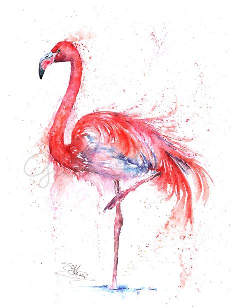 Flamingo Painting Watercolor