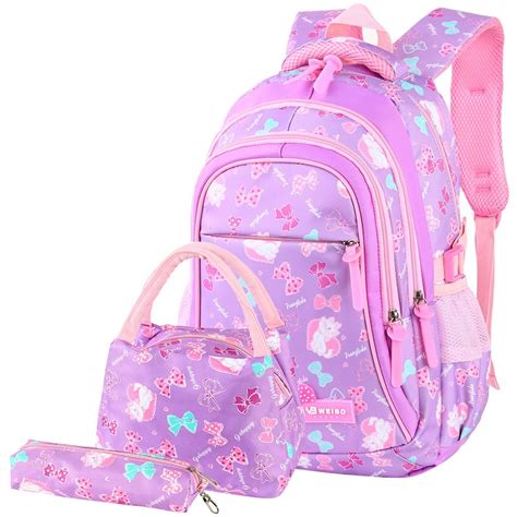 Vbiger - Set of 3 Backpack, Teens Adorable School Backpack Set Nylon ...