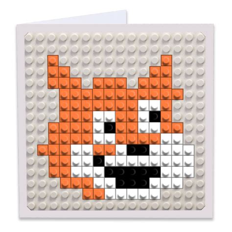 SCRATCH CAT PIXEL ART Build-On Greeting Card | BRIK