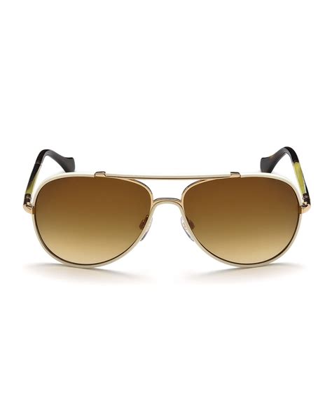 Balenciaga Leather-covered Aviator Sunglasses in Metallic for Men | Lyst