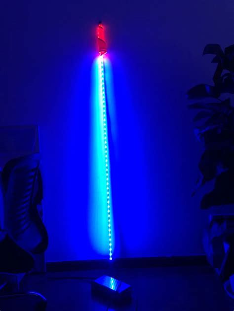 6FT Blue LED Lighted Whips Single Color LED Safety Light Flag Poles LED Sand Flag Antenna Light ...