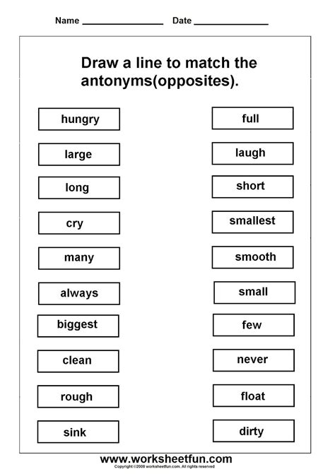 Antonyms Second Grade