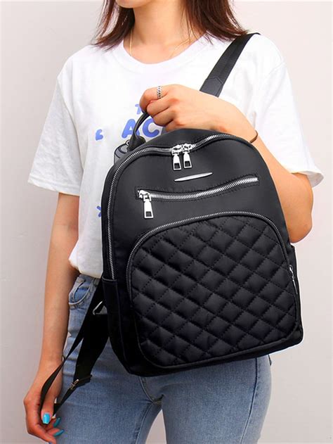 Quilted Double Zipper Backpack