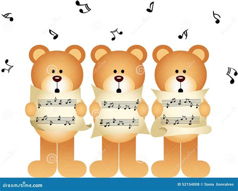 Three Teddy Bears Choir Singing Stock Vector - Image: 52154008