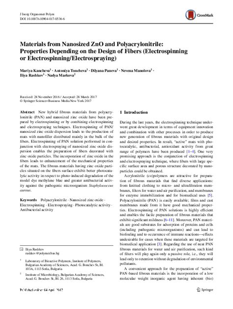 (PDF) Materials from Nanosized ZnO and Polyacrylonitrile: Properties ...