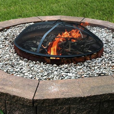 Sunnydaze Outdoor Fire Pit Spark Screen Cover Guard Accessory - Round Heavy-Duty Steel Backyard ...