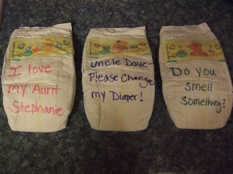 Messages on a diaper- Baby Shower activity. Hahaha! Love it! Should be used specifically in the ...