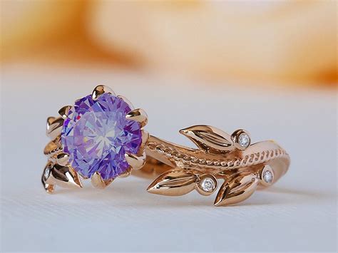 Purple Engagement Ring Purple Wedding Ring Purple Promise | Etsy