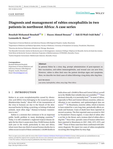 (PDF) Diagnosis and management of rabies encephalitis in two patients ...