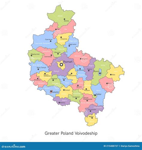 Vector Illustration Administrative Map of Poland. Greater Poland ...