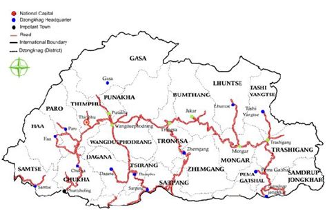 road map of bhutan | Miscellaneous Information on Bhutan including ...