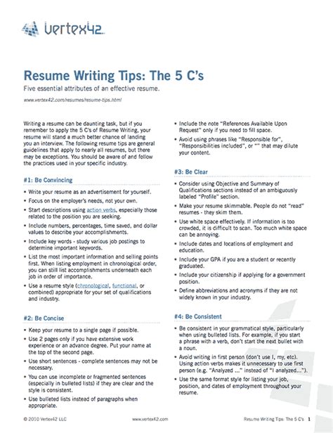 Free Resume Writing Tips