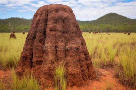 Close-up of a Termite Mound with Grassy Backdrop Stock Illustration ...