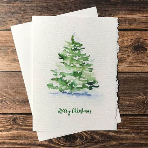 Watercolor Christmas Tree Set of 10 Christmas Cards - Etsy | Watercolor ...