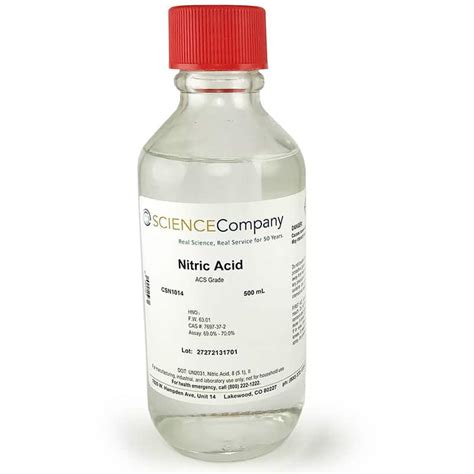 Nitric Acid, Concentrated, 500ml for sale. Buy from The Science Company.