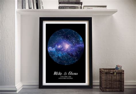 Blue Cosmos Personalised Star Chart Art | Quality Canvas Prints Perth AU